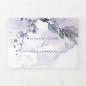 Waterverf Violet Leafy ALL IN ONE WEDING Drieluik Uitnodiging (Cover)