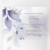 Waterverf Violet Leafy ALL IN ONE WEDING Drieluik Uitnodiging (Binnenzijde eerst)