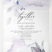 Waterverf Violet Leafy ALL IN ONE WEDING Drieluik Uitnodiging (Binnenkant midden)