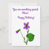 Waterverf Violet minimalist bij geboortenbloem feb Feestdagenkaart (Voorkant)