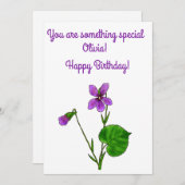 Waterverf Violet minimalist bij geboortenbloem feb Feestdagenkaart (Voorkant / Achterkant)