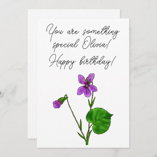 Waterverf violet minimalistisch feestdagenkaart (Voorkant / Achterkant)