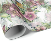 Waterverf Violet Paars Floral Wreator Cadeaupapier (Rol Hoek)