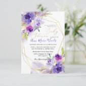 Waterverf Violet Paars Peonies Baby shower Kaart (Staand voorkant)