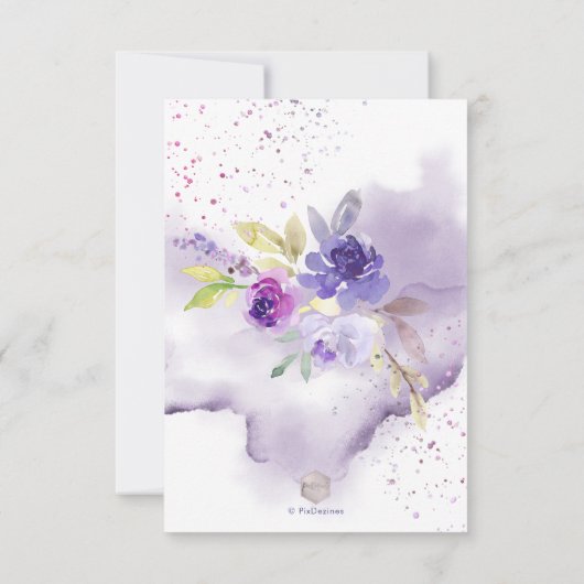 Waterverf Violet Paars Peonies Baby shower Kaart (Achterkant)