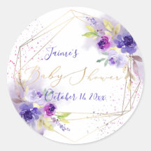 Waterverf Violet Paars Peonies Baby shower