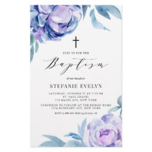 Waterverf Violet Pioen Bloemen Doop Uitnodiging