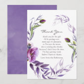 Waterverf Violet Poppy Floral Baby shower Bedankt (Voorkant / Achterkant)