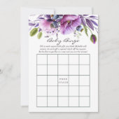 Waterverf Violet Poppy Floral Baby shower Bingo Kaart (Voorkant)