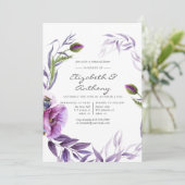 Waterverf Violet Poppy Floral repesal Dinner Kaart (Staand voorkant)