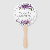 Waterverf Violet Poppy Floral Wedding Favor Handwaaier (Voorkant)
