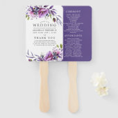 Waterverf Violet Poppy Floral Wedding Programme Handwaaier (Voorkant en achterkant)