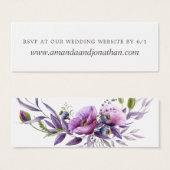 Waterverf Violet Poppy Floral Wedding RSVP Mini Visitekaartjes (Voorkant /achterkant)