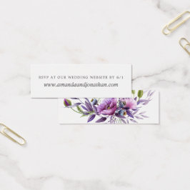 Waterverf Violet Poppy Floral Wedding RSVP Mini Visitekaartjes