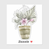 Waterverf violet potten huis plant sticker (Vel)