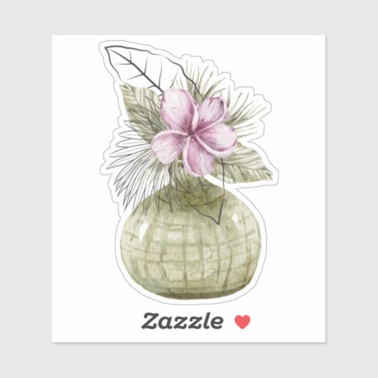 Waterverf violet potten huis plant sticker (Vel)