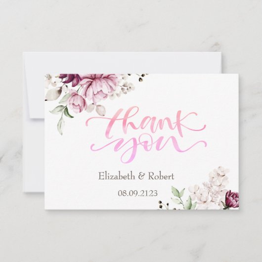 Waterverf Violet Rozen Hartelijk dank Bedankkaart (Voorkant)