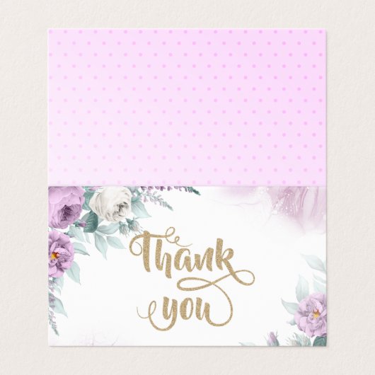 Waterverf Violet Rozen Hartelijk dank Visitekaartje (Buitenkant ongevouwen)