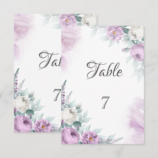 Waterverf Violet Rozen Kaart (Voorkant / Achterkant)