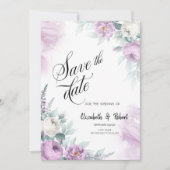 Waterverf Violet Rozen Opslaan Datum Save The Date (Voorkant)