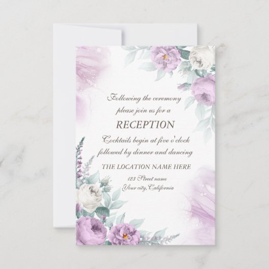 Waterverf Violet Rozen Polka Dots Wedding Kaart (Voorkant)