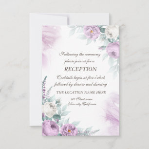Waterverf Violet Rozen Polka Dots Wedding Kaart