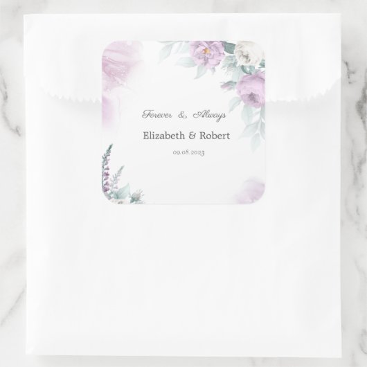 Waterverf Violet Rozen Vierkante Sticker (Tas)