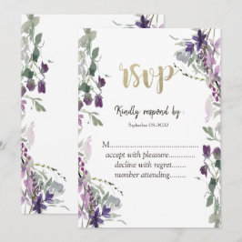 Waterverf Violet Wildflower RSVP Kaart