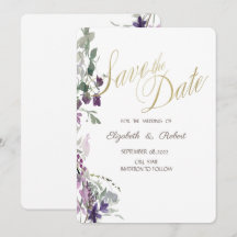 Waterverf Violet Wildflower Save the Date