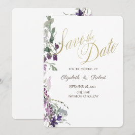 Waterverf Violet Wildflower Save the Date