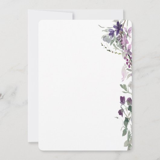 Waterverf Violet Wildflower Save the Date (Achterkant)