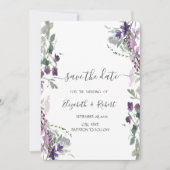 Waterverf Violet Wildflower Save the Date (Voorkant)