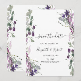 Waterverf Violet Wildflower Save the Date