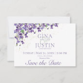 Waterverf Violets bruiloft Save The Date (Voorkant)