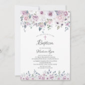 Waterverf Violette Bloemen Doop Kaart (Voorkant)