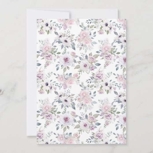 Waterverf Violette Bloemen Doop Kaart (Achterkant)