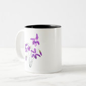 waterverf violette bloemen tweekleurige koffiemok (Voorkant links)