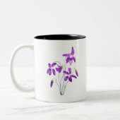 waterverf violette bloemen tweekleurige koffiemok (Links)