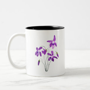 waterverf violette bloemen tweekleurige koffiemok