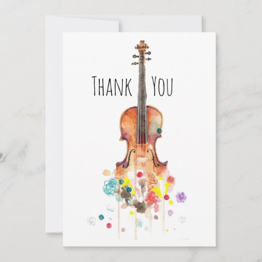 Waterverf Violin Digital Art Bedankkaart (Voorkant)