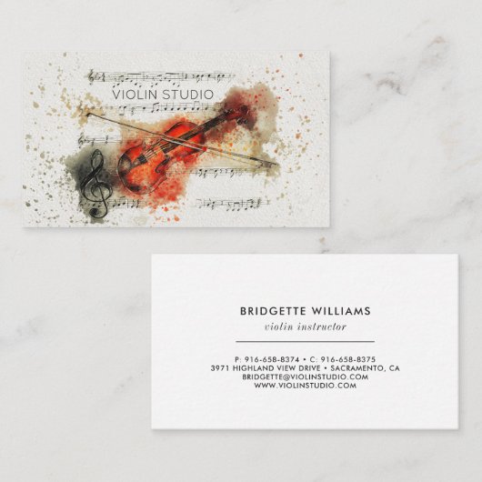 Waterverf Violin Visitekaartje (Voorkant / Achterkant)