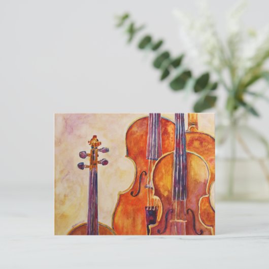 Waterverf Violins Briefkaart (Staand voorkant)
