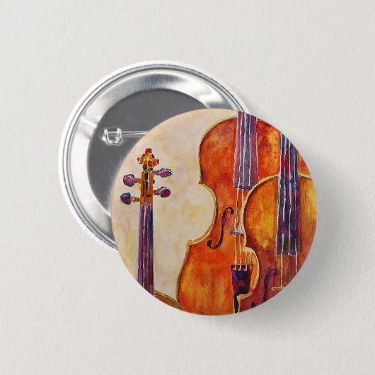 Waterverf Violins Ronde Button 5,7 Cm (Voorkant /achterkant)