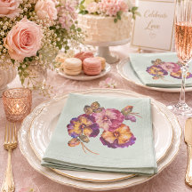 Waterverf Viooltje Bloemen Servetten | Cottage Gar