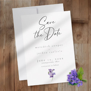 Waterverf Viooltjes Minimalistische Elegante Trouw Save The Date
