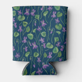 Waterverf viooltjes op blauw blikjeskoeler (Voorkant)
