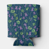 Waterverf viooltjes op blauw blikjeskoeler (Achterkant)