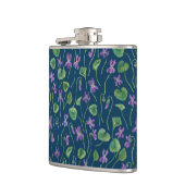 Waterverf viooltjes op blauw heupfles (Links)