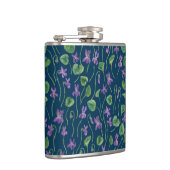 Waterverf viooltjes op blauw heupfles (Rechts)