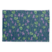 Waterverf viooltjes op blauw kussensloop (Achterkant-Links)